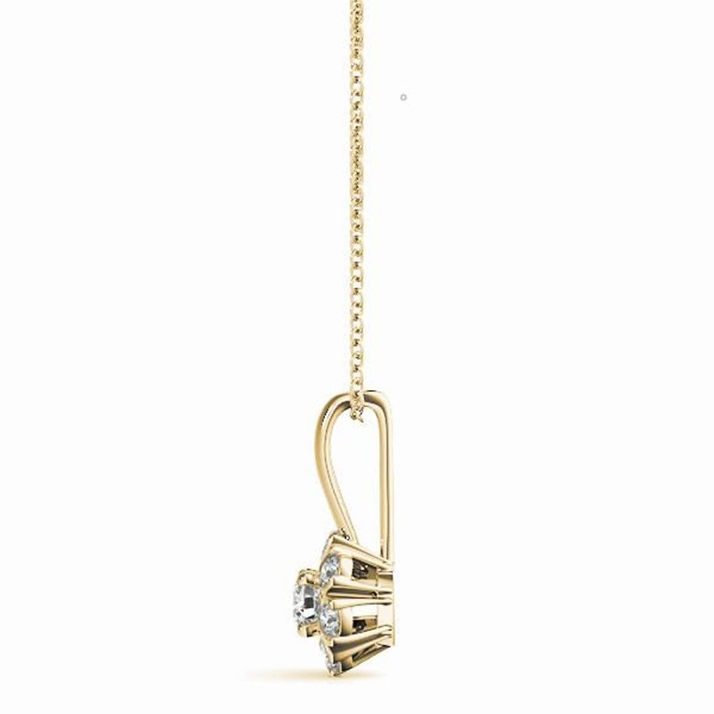 18K Solid Gold 0.40 CTW Natural Diamond Fleur de Diamant Bloom Pendant - Detail | Riyanika Jewels