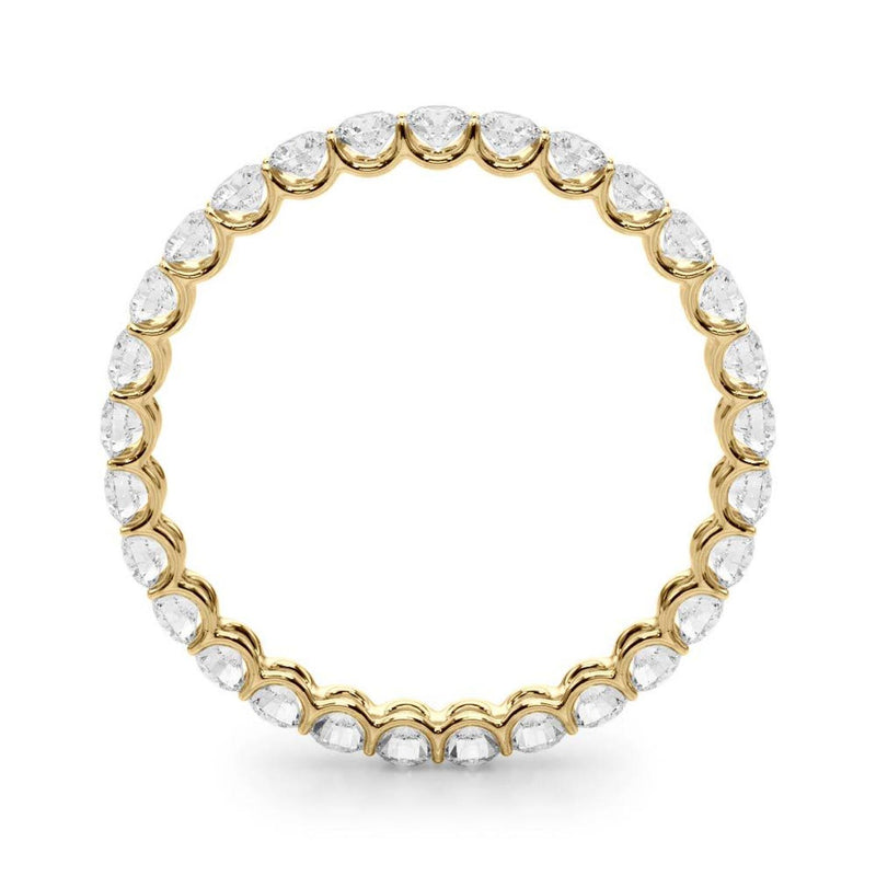 18K Solid Gold Natural Diamond U-Prong Eternity Band - Close Up | Riyanika Jewels