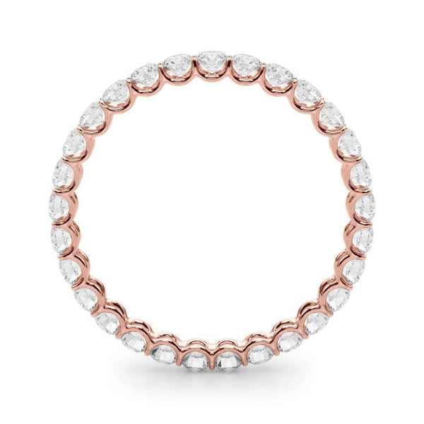18K Solid Gold Lab Grown Diamond U-Prong Eternity Band - Side View | Riyanika Jewels