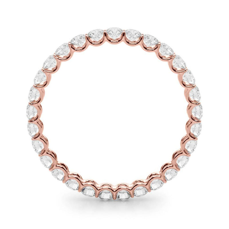 18K Solid Gold Natural Diamond U-Prong Eternity Band - Side View | Riyanika Jewels