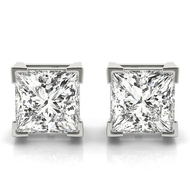 14K Lab Grown Diamond Princess Cut Stud Earrings