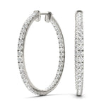 8K Solid Gold 0.60 CTW Natural Diamond Inside-Out Hoop Earrings |  Pavé Set - View 6