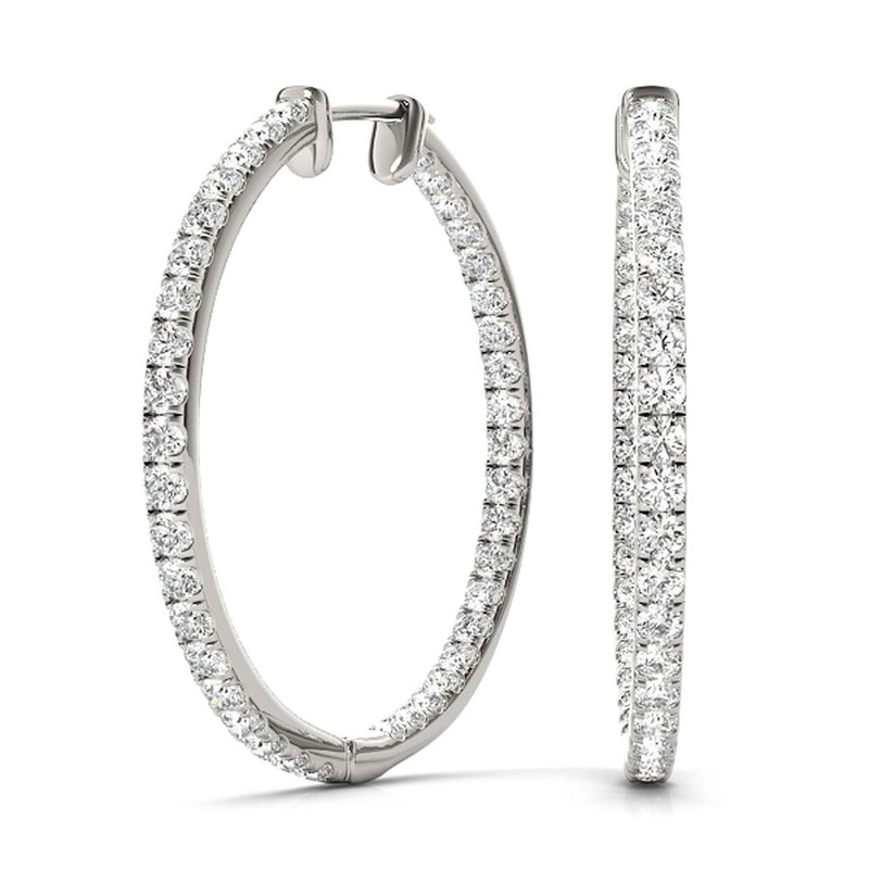8K Solid Gold 0.60 CTW Natural Diamond Inside-Out Hoop Earrings |  Pavé Set - View 6