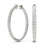 14K 0.6ct Natural Diamond Pave Hoop Earrings