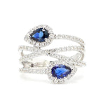 18K Solid Gold Blue Pear Sapphire & Lab Grown Diamond 1.15 Carat Cocktail Ring | Riyanika Jewels