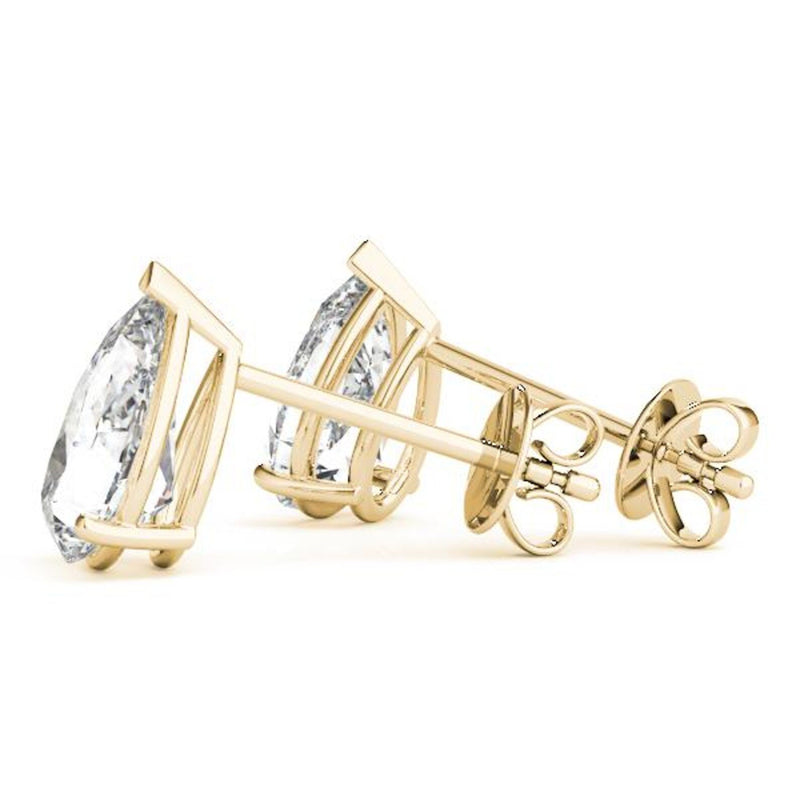 18K Solid Gold 1.50 CTW Natural Diamond Pear Cut Stud Earrings - View 9 | Riyanika Jewels