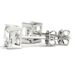14K Natural Diamond Princess Cut Stud Earrings