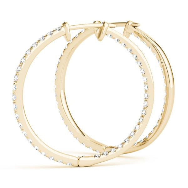14K 0.6ct Natural Diamond Pave Hoop Earrings