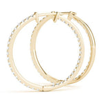 8K Solid Gold 0.60 CTW Natural Diamond Inside-Out Hoop Earrings |  Pavé Set - Side View