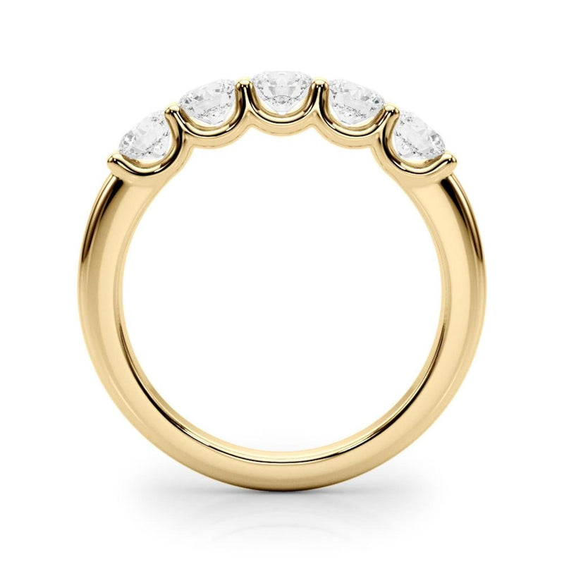18K Solid Gold 2.50ct Natural Diamond 5-Stone Ring - Close Up | Riyanika Jewels