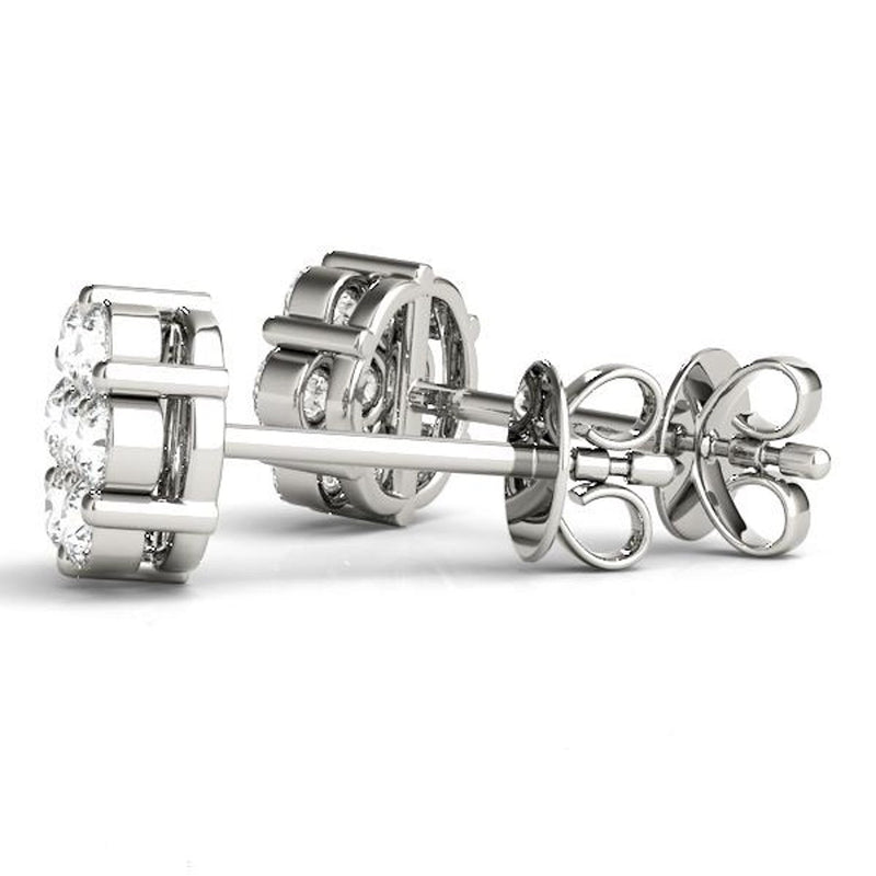14K 1.9ct Natural Diamond Cluster Stud Earrings