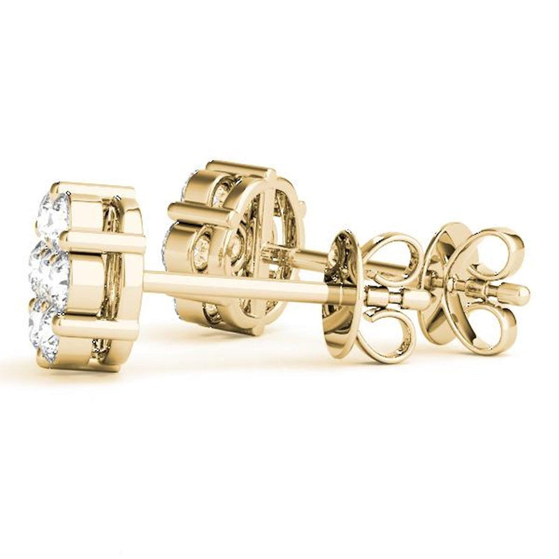 14K 1.9ct Natural Diamond Cluster Stud Earrings