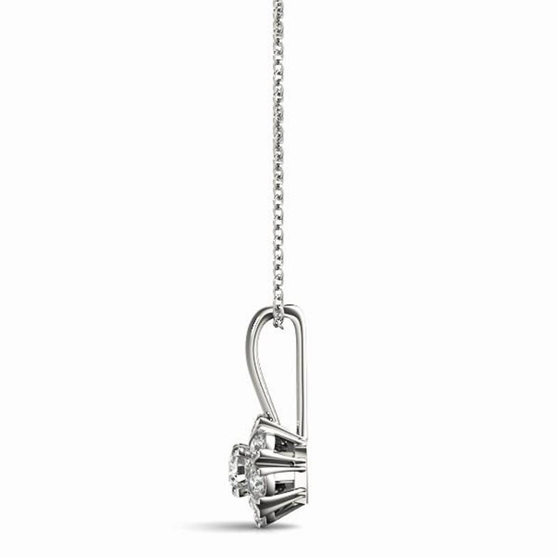 18K Solid Gold 0.40 CTW Natural Diamond Fleur de Diamant Bloom Pendant - Close Up | Riyanika Jewels