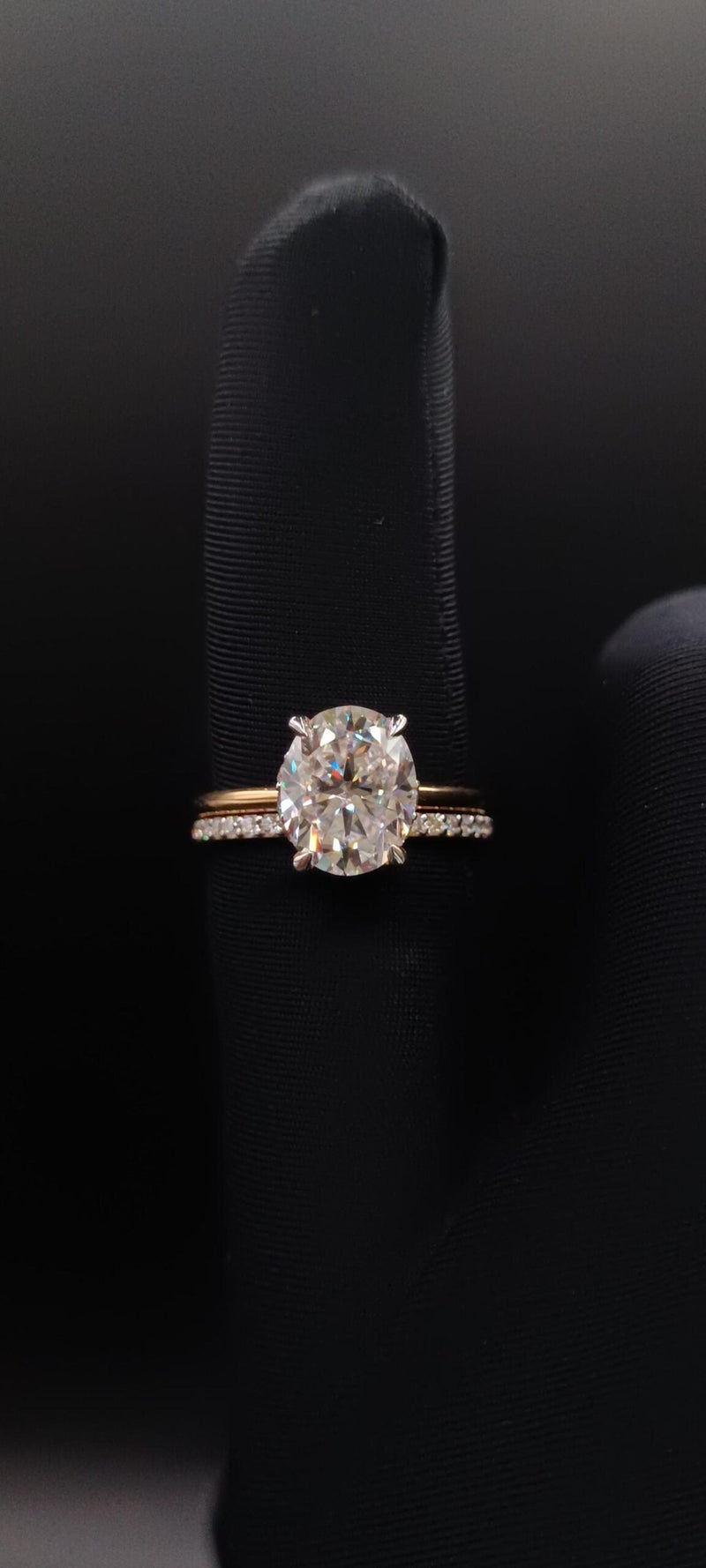 14K 3ct Natural Diamond Oval Cut Solitaire Engagement Ring