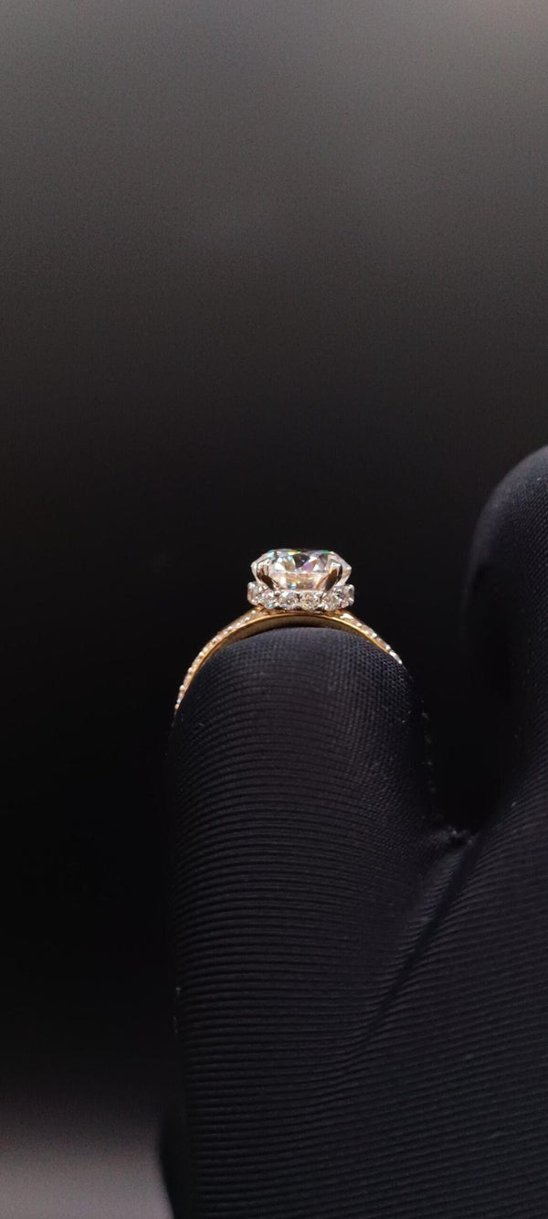 14K 3ct Natural Diamond Oval Cut Solitaire Engagement Ring