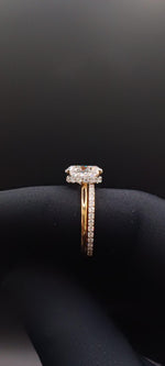 18K Solid Gold 3 CT Natural Diamond Oval Cut Hidden Halo Bridal Engagement Ring - Detail