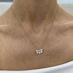 18K Solid Gold Round Marquise And Pear Lab Grown Diamond Cluster Pendant Necklace - Close Up | Riyanika Jewels