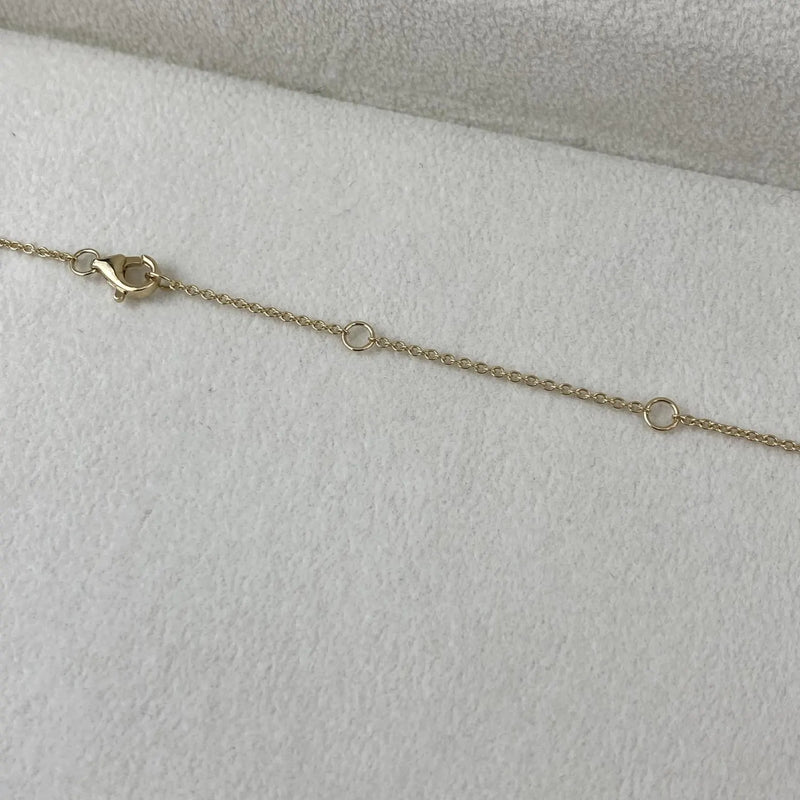 14K Solid Gold Emerald Diamond Prong Pendant Necklace