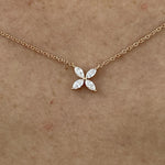 14K Lab Grown Diamond Marquise Cut Cluster Pendant Necklace