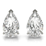 18K Solid Gold 1.50 CTW Lab Grown Diamond Pear Cut Stud Earrings - Close Up | Riyanika Jewels