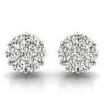 18K Solid Gold 1.90 CTW Natural Diamond Floral Cluster Stud Earrings - View 6 | Riyanika Jewels