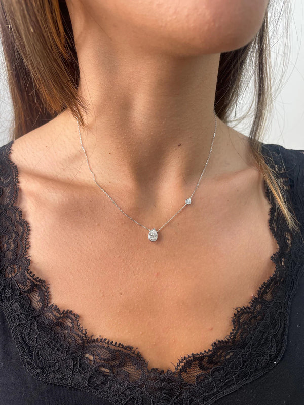 18K Solid Gold Pear Lab Grown Diamond Pendant Necklace | Riyanika Jewels