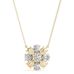 18K Solid Gold Floral Bloom Lab Grown Diamond Cluster Pendant Necklace - Side View | Riyanika Jewels