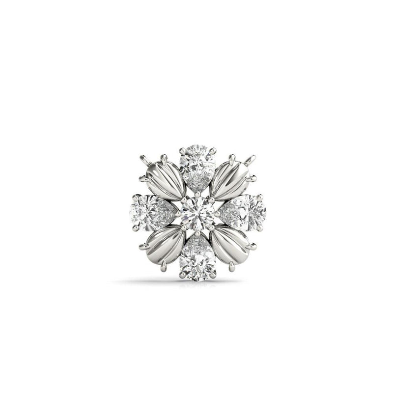 18K Solid Gold Floral Bloom Natural Diamond Cluster Pendant Necklace - View 6 | Riyanika Jewels