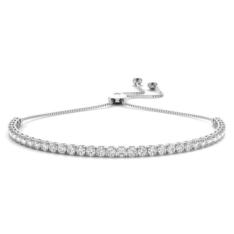 18K Solid Gold 3.50 CT Adjustable Natural Diamond Tennis Bracelet - Close Up | Riyanika Jewels