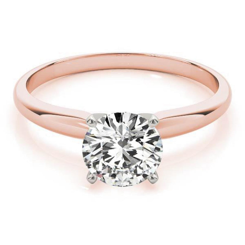 14K 1ct Natural Diamond Round Cut Solitaire Engagement Ring