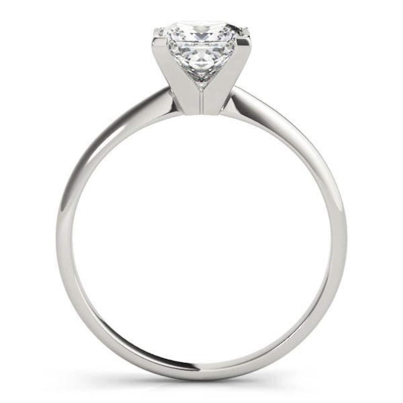 18K Solid Gold 1 CT Princess Cut Natural Diamond Solitaire Engagement Ring - Side View