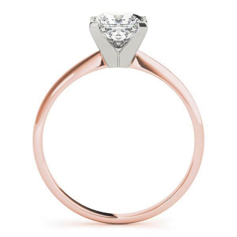 18K Solid Gold 1 CT Princess Cut Natural Diamond Solitaire Engagement Ring - Alternate Angle