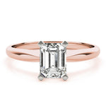 18K Solid Gold 1 CT Emerald-Cut Natural Diamond Solitaire Engagement Ring - Alternate Angle