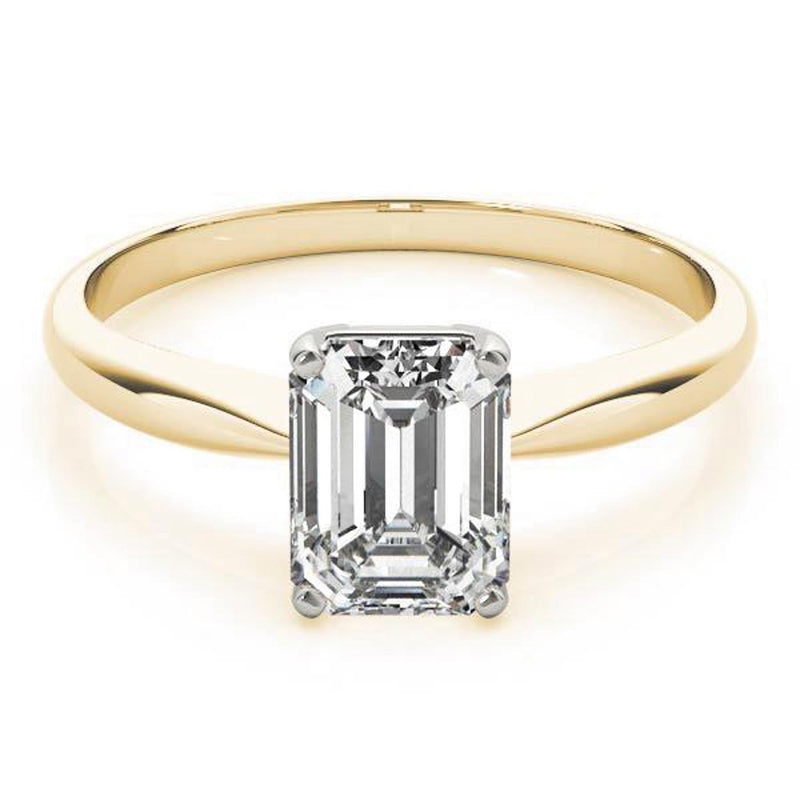 18K Solid Gold 1 CT Emerald-Cut Lab Grown Diamond Solitaire Engagement Ring - View 6