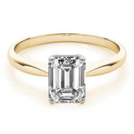 18K Solid Gold 1 CT Emerald-Cut Natural Diamond Solitaire Engagement Ring - View 6 | Riyanika Jewels