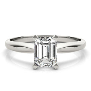 14K 1ct Natural Diamond Emerald Cut Solitaire Engagement Ring