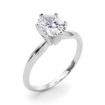 18K Solid Gold 1 CT Oval - Cut Lab Grown Diamond Solitaire Engagement Ring - Side View