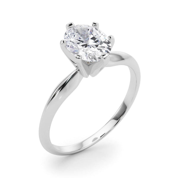 14K 1ct Natural Diamond Oval Cut Solitaire Engagement Ring