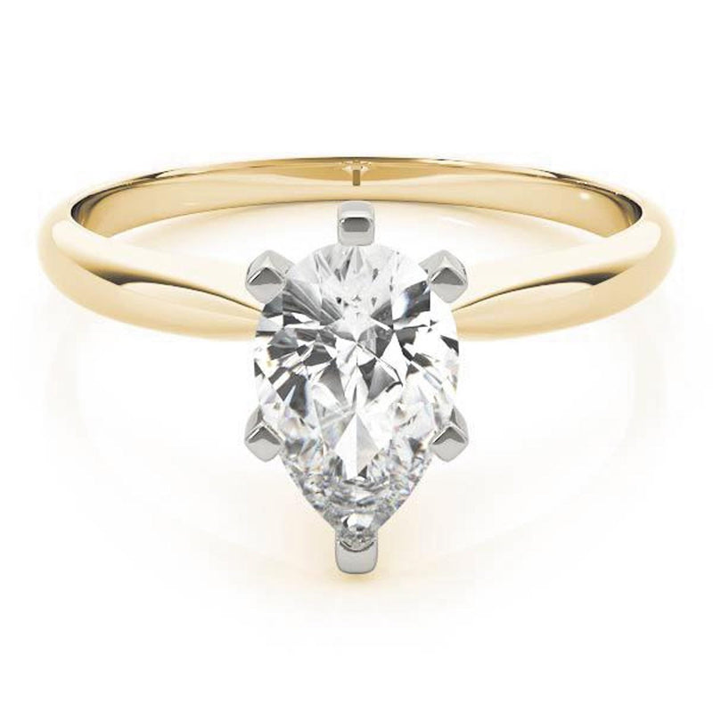 18K Solid Gold 1 CT Pear-Cut Lab Grown Diamond Solitaire Engagement Ring - View 6 | Riyanika Jewels