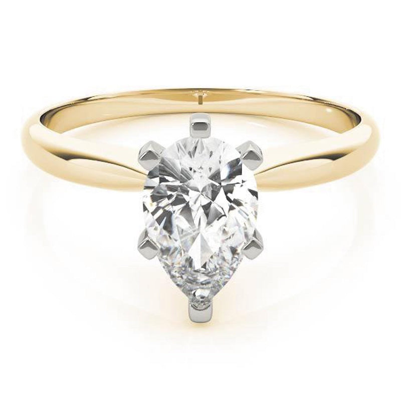 14K 1ct Natural Diamond Pear Cut Solitaire Engagement Ring