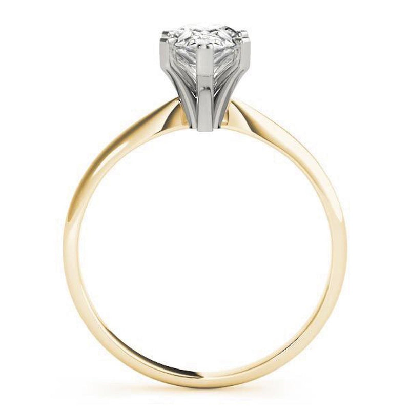 14K 1ct Natural Diamond Pear Cut Solitaire Engagement Ring