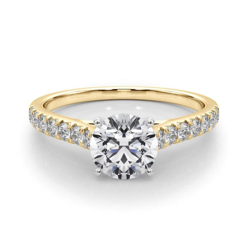 18K Solid Gold 1.33CT Round-Cut Lab Grown Diamond Cathedral Engagement Ring - Alternate Angle