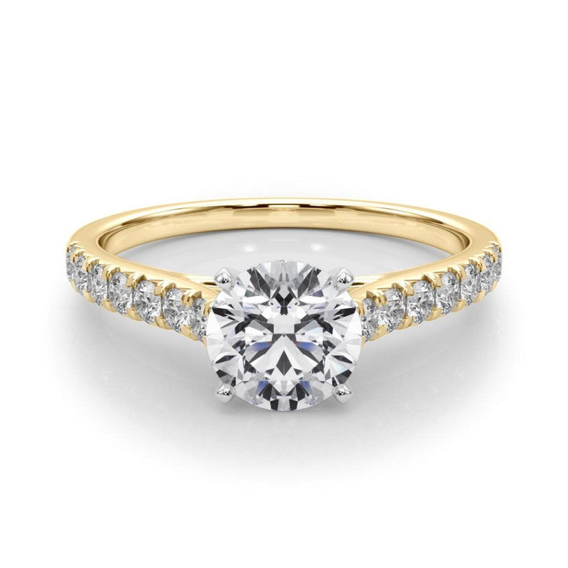 14K 1.33ct Lab Grown Diamond Round Cut Cathedral Engagement Ring