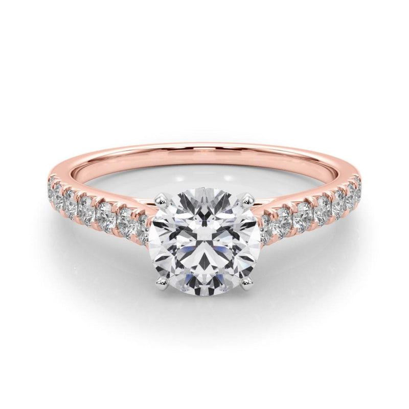 18K Solid Gold 1.33CT Round-Cut Lab Grown Diamond Cathedral Engagement Ring - View 6