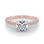 18K Solid Gold 1.33CT Round-Cut Natural Diamond Cathedral Engagement Ring - View 6 | Riyanika Jewels