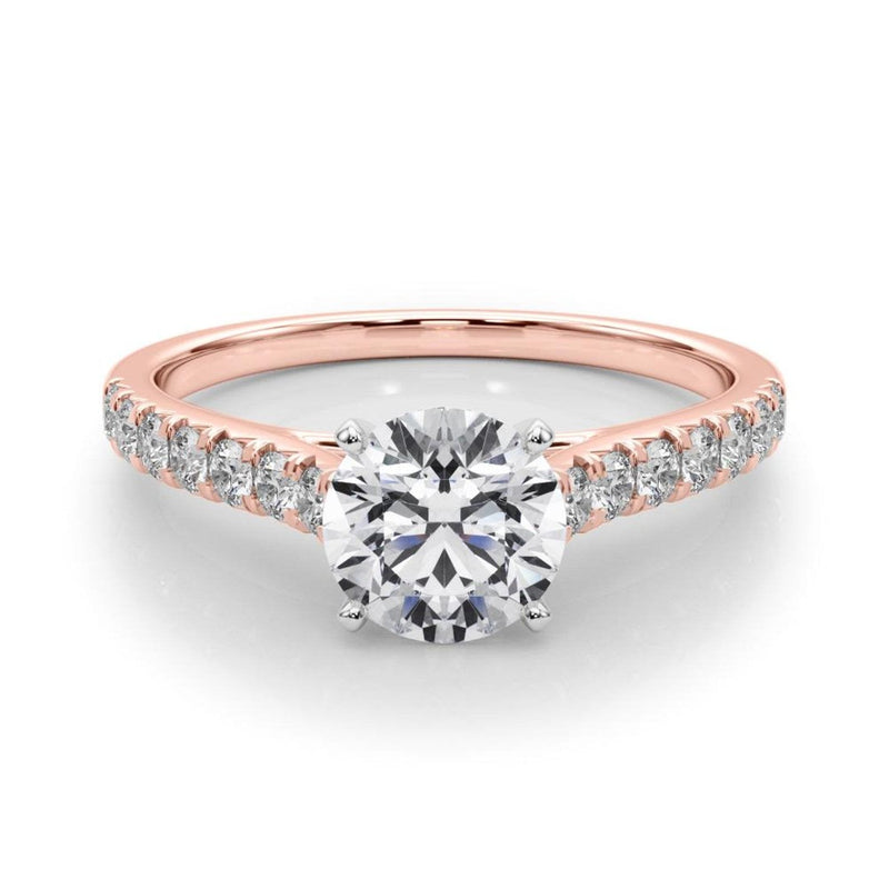 14K 1.33ct Lab Grown Diamond Round Cut Cathedral Engagement Ring