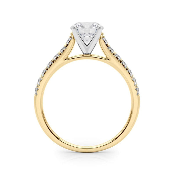 18K Solid Gold 1.33CT Round-Cut Lab Grown Diamond Cathedral Engagement Ring - Side View | Riyanika Jewels