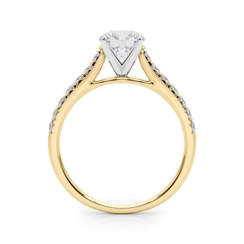 18K Solid Gold 1.33CT Round-Cut Lab Grown Diamond Cathedral Engagement Ring - Side View
