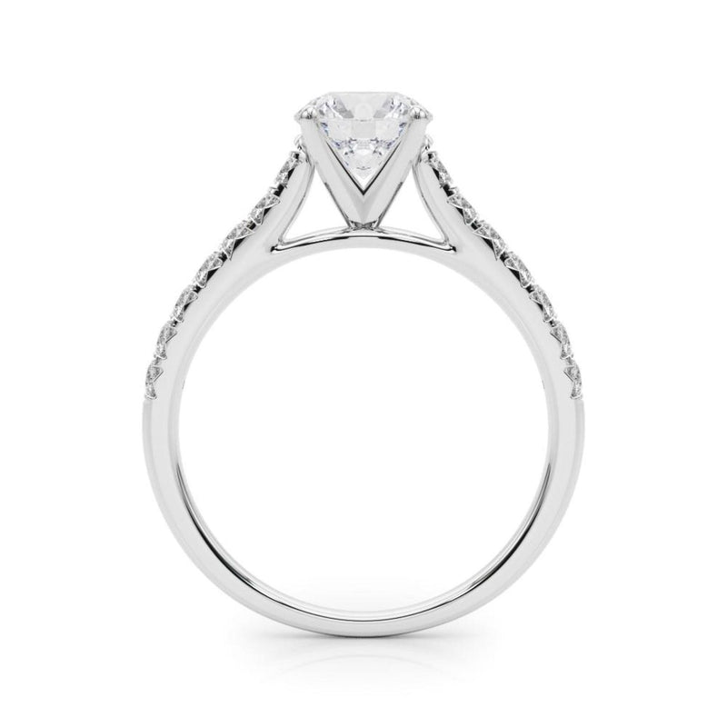 18K Solid Gold 1.33CT Round-Cut Lab Grown Diamond Cathedral Engagement Ring - Detail