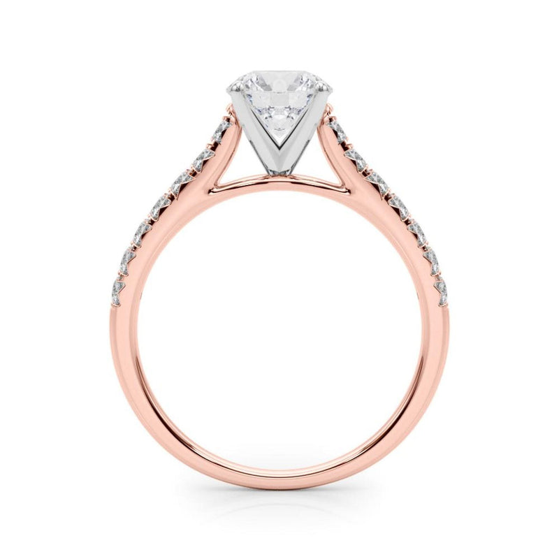 18K Solid Gold 1.33CT Round-Cut Lab Grown Diamond Cathedral Engagement Ring - Close Up